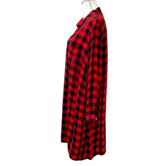 Old Navy Buffalo Plaid Rayon Shirt Dress Women’s SZ XXL in Red and Black - Picture 4 of 9